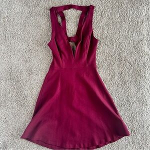 Boutique Women Maroon Strappy Open Back Dress Size Small